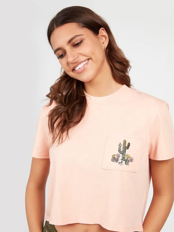 Pocket Dial Short Sleeve Tee - Hazey Pink sold by Volcom