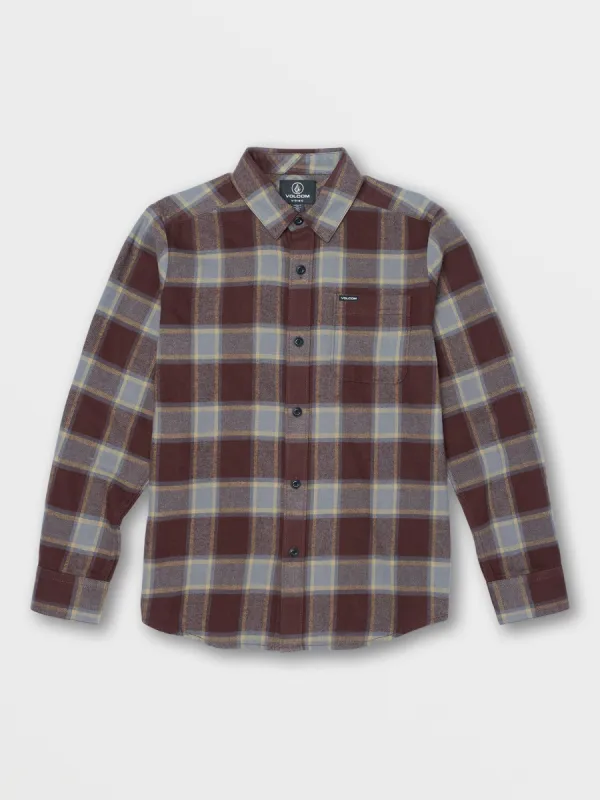 Big Boys Caden Plaid Long Sleeve Shirt - Mahogany sold by Volcom