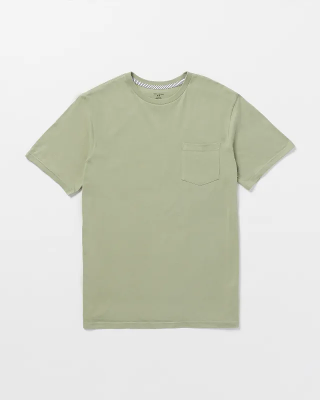 Solid Short Sleeve Shirt Pocket Tee - Green Tea sold by Volcom