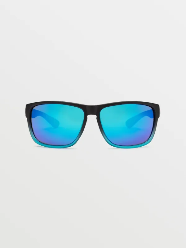 Baloney Sunglasses - Matte Black Blue Gradient/Gray Sky Blue Mirror sold by Volcom