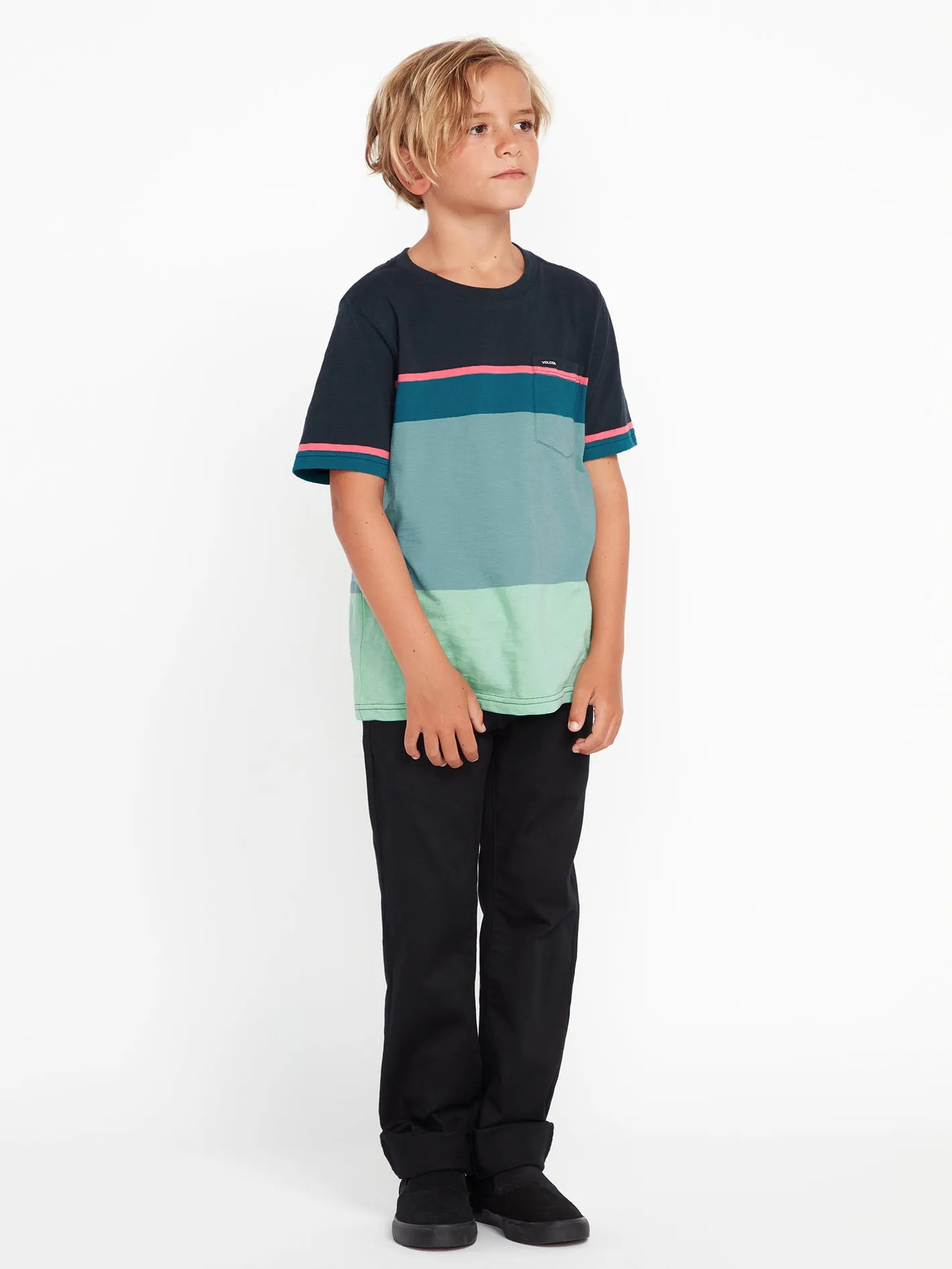 Little Boys Stone Blocker Crew Short Sleeve Shirt - Navy sold by Volcom