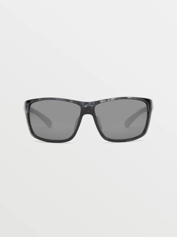 Roll Sunglasses - Gloss Marble/Silver Mirror sold by Volcom