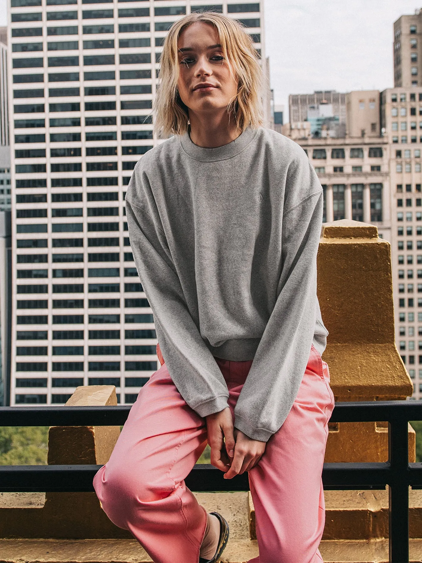 Stone Heart Up Crew Sweatshirt - Heather Grey sold by Volcom