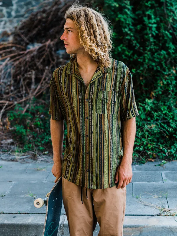 Skate Vitals Simon Bannerot Woven Short Sleeve Shirt - Dark Khaki sold by Volcom