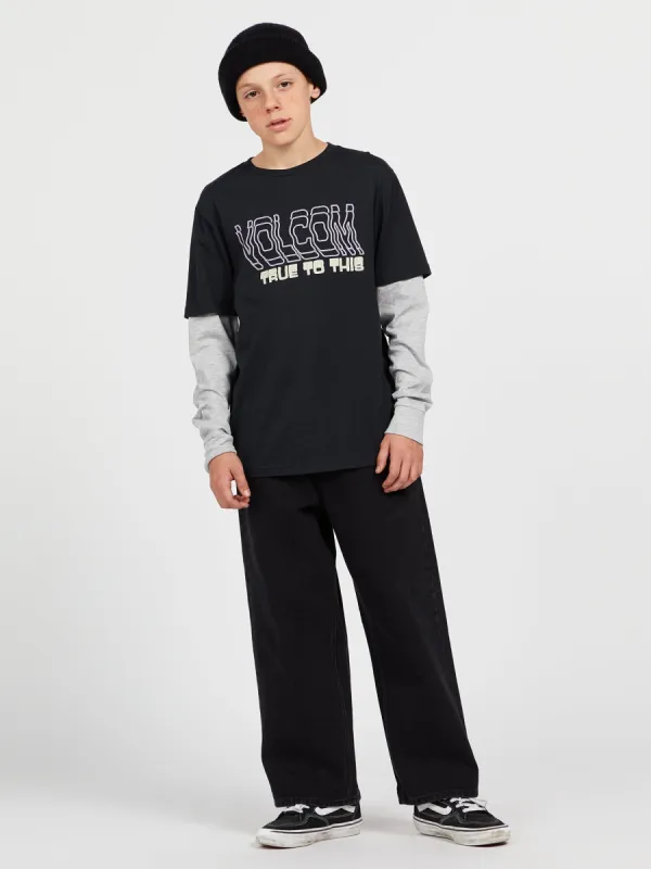 Big Boys Doubletake Twofer Long Sleeve Shirt - Black sold by Volcom