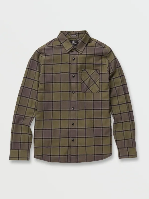 Caden Plaid Long Sleeve Flannel - Military sold by Volcom