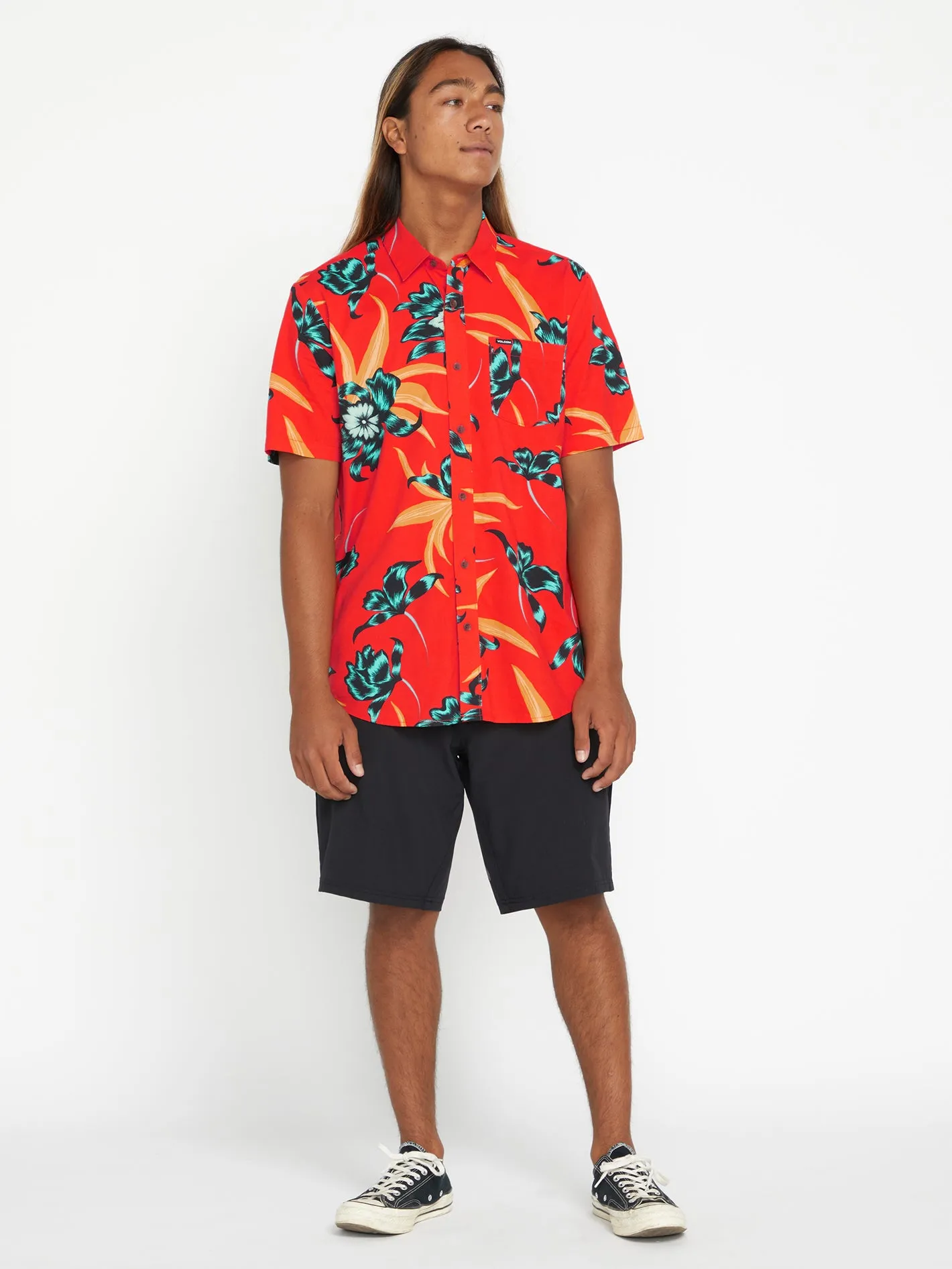 Island Time Short Sleeve Shirt - Red Orange sold by Volcom