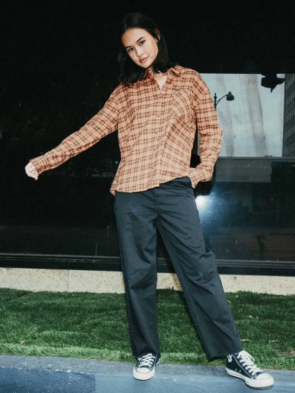 Plaid To Meet U Long Sleeve Shirt - Clay sold by Volcom