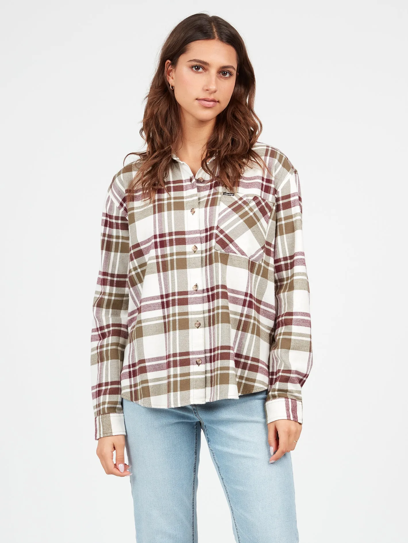 Plaid To Meet U Long Sleeve Flannel - Dark Camo sold by Volcom