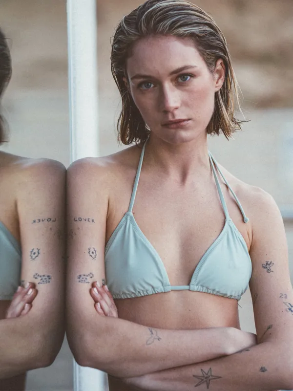Simply Solid Slide Triangle Bikini Top - Sea Glass sold by Volcom