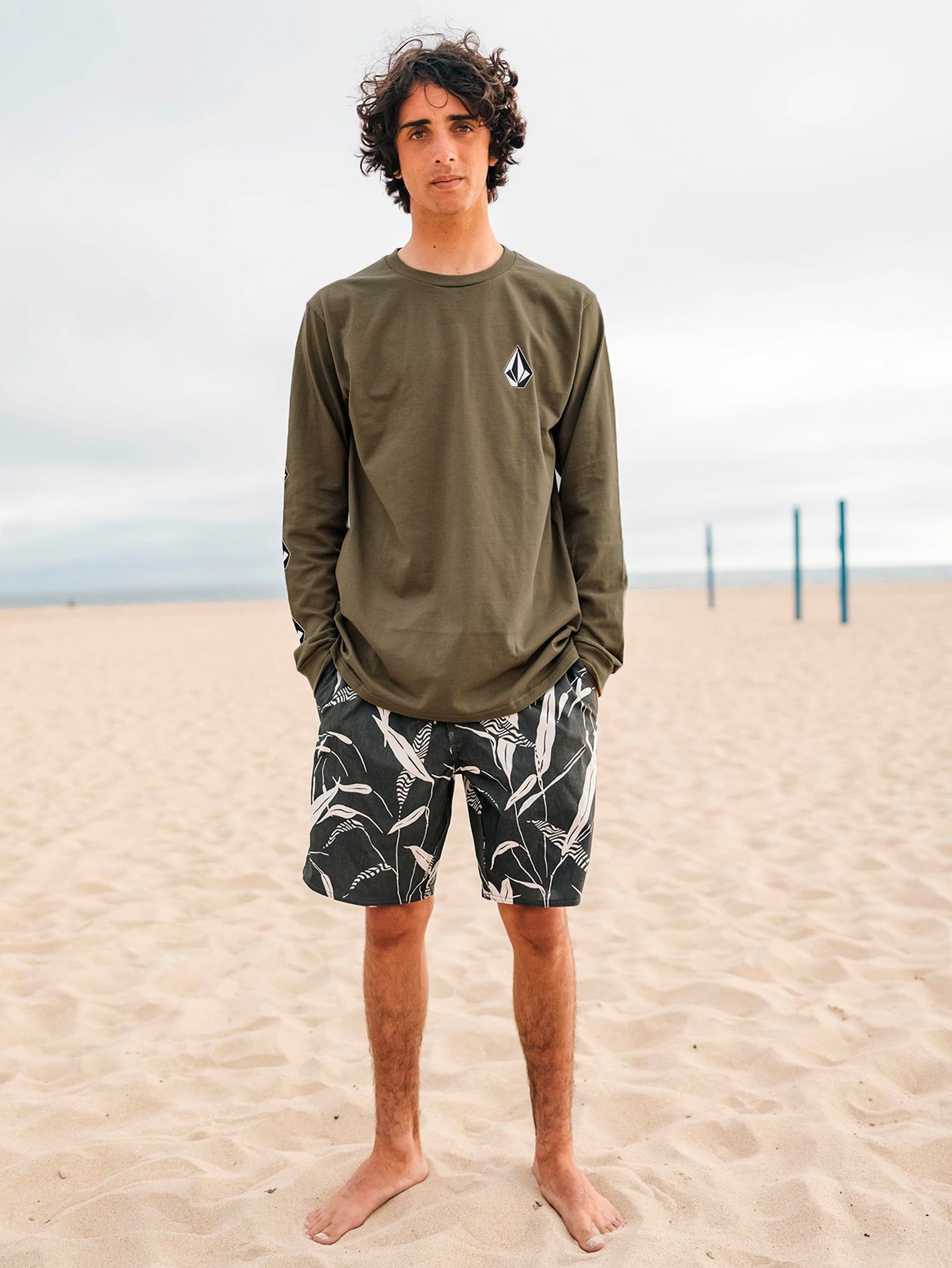 Iconic Stone Long Sleeve Tee - Military sold by Volcom
