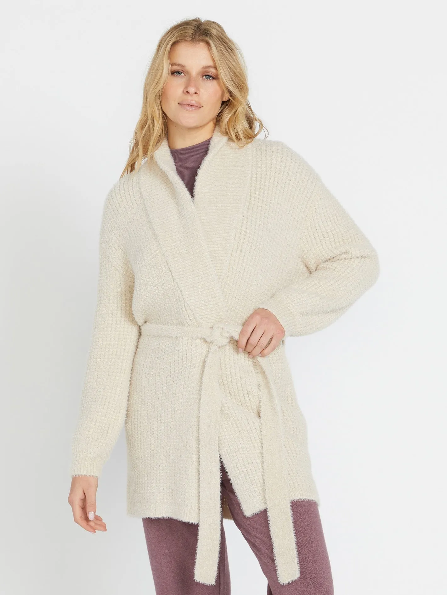 Lived in Lounge Cozy Wrap Cardigan - Cream sold by Volcom product image thumbnail 3