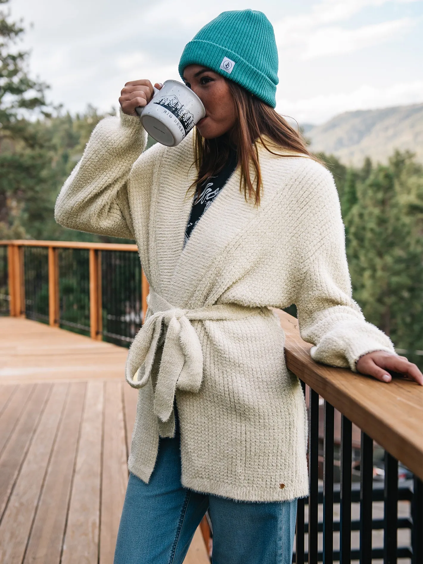 Lived in Lounge Cozy Wrap Cardigan - Cream sold by Volcom product image thumbnail 2