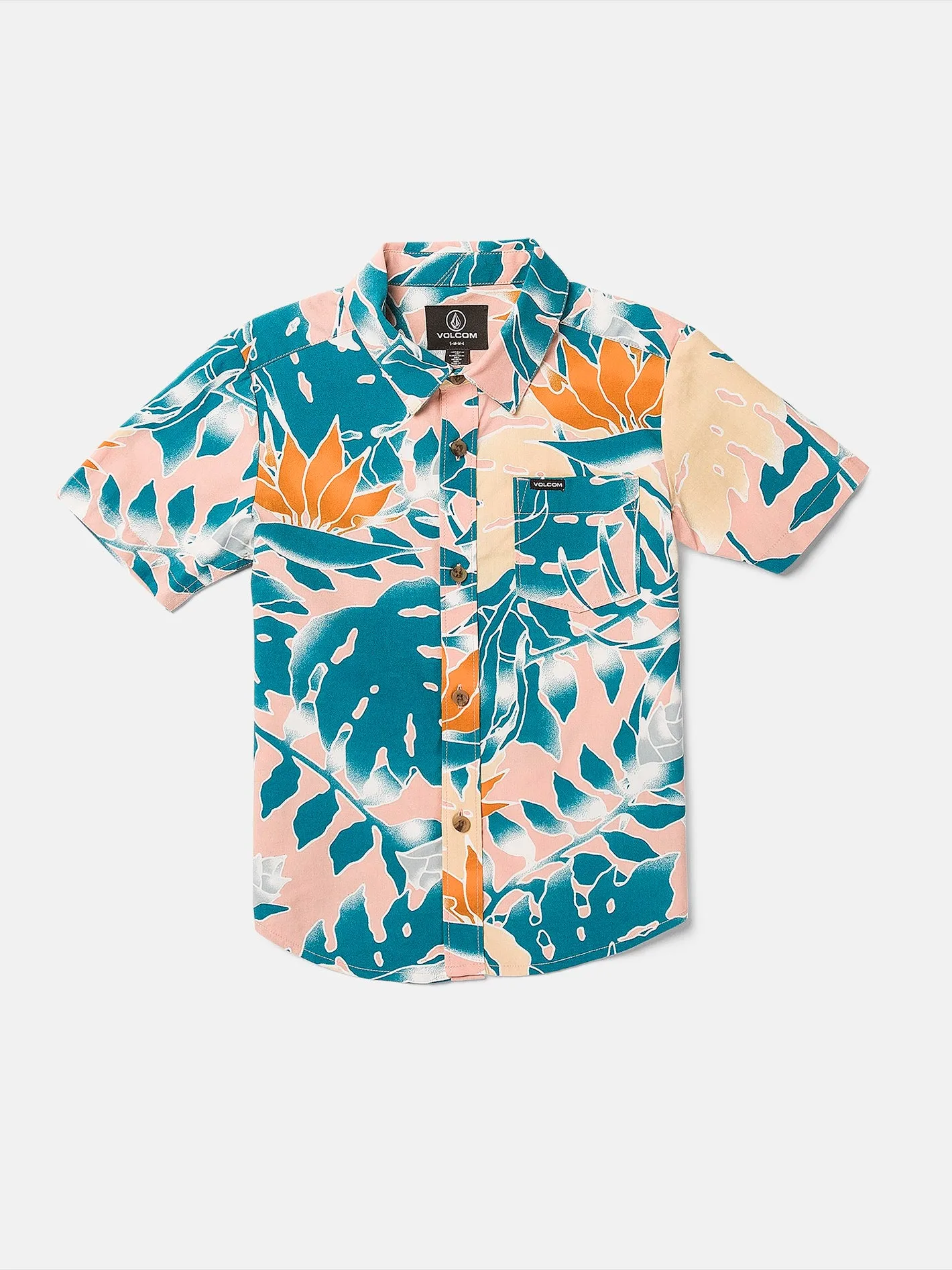 Little Boys Leaf Pit Floral Short Sleeve Shirt - Salmon sold by Volcom