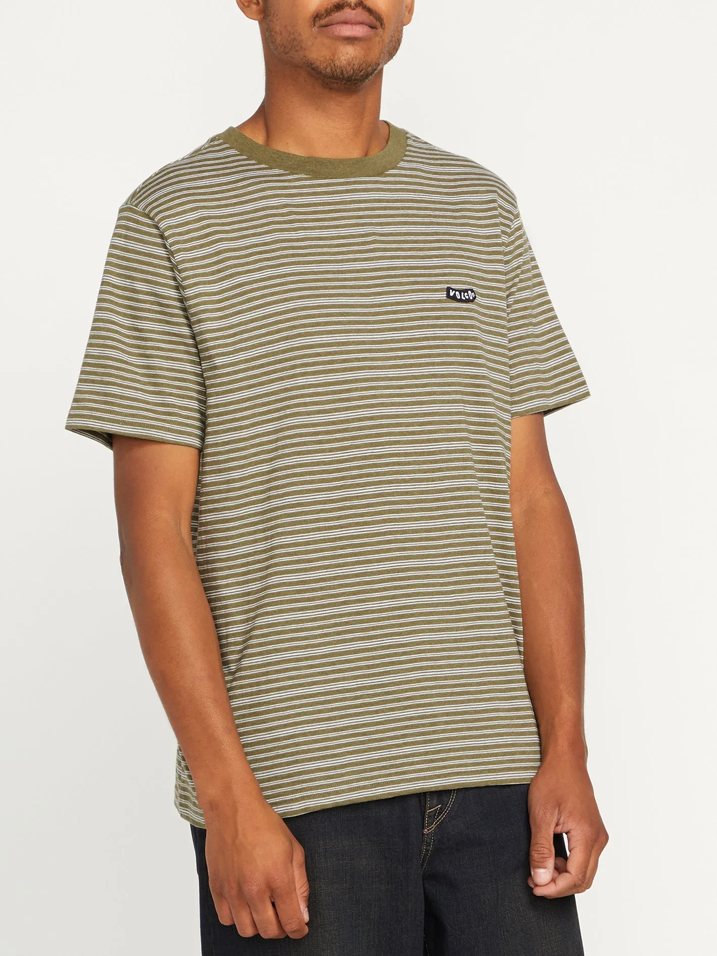 Static Stripe Crew Short Sleeve Shirt - Old Mill sold by Volcom