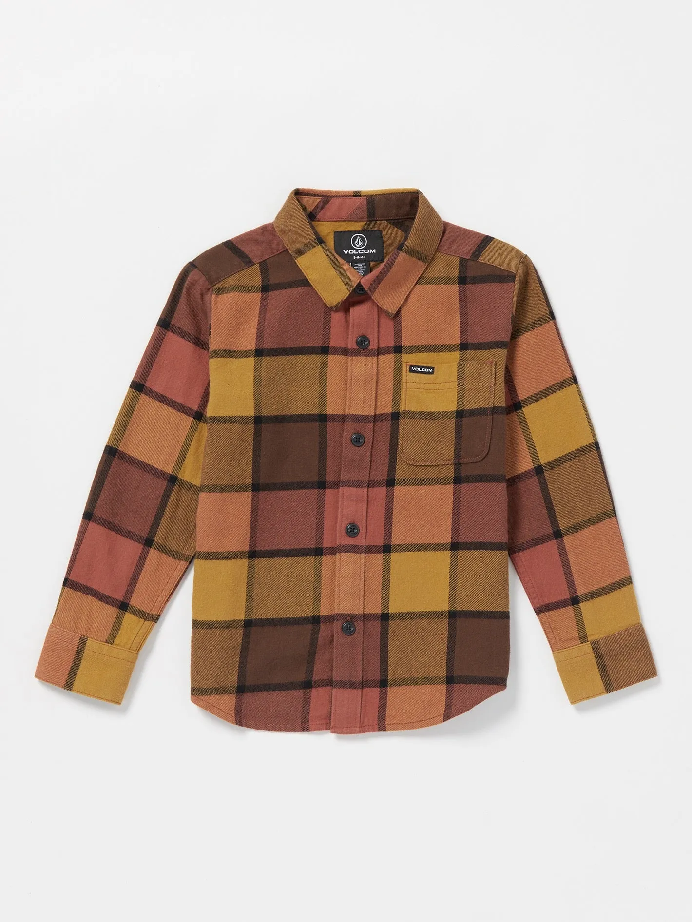 Little Boys Caden Plaid Flannel - Burro Brown sold by Volcom