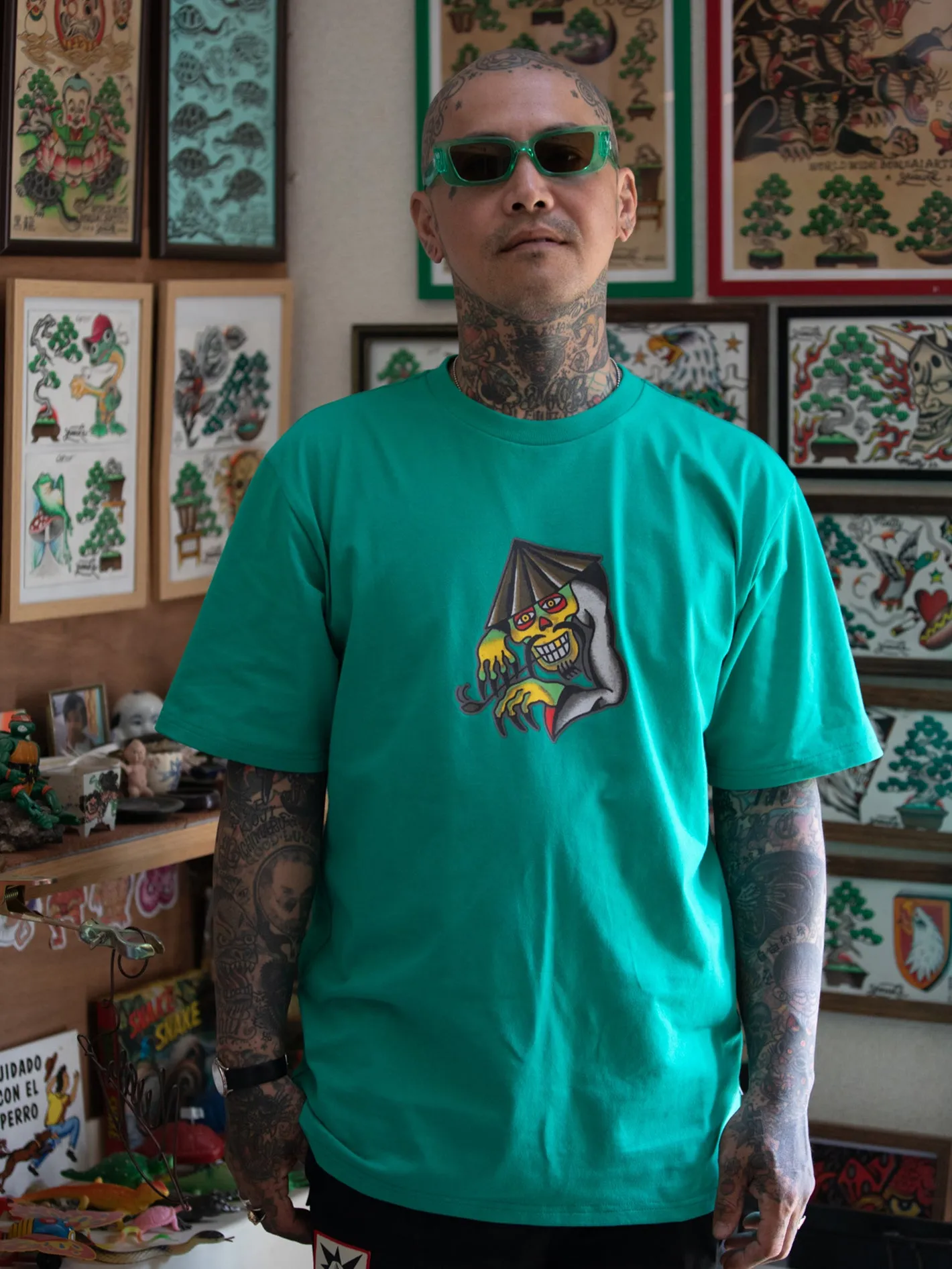 Tokyo True Featured Artist Yusuke Piper Short Sleeve Tee - Emerald Green sold by Volcom