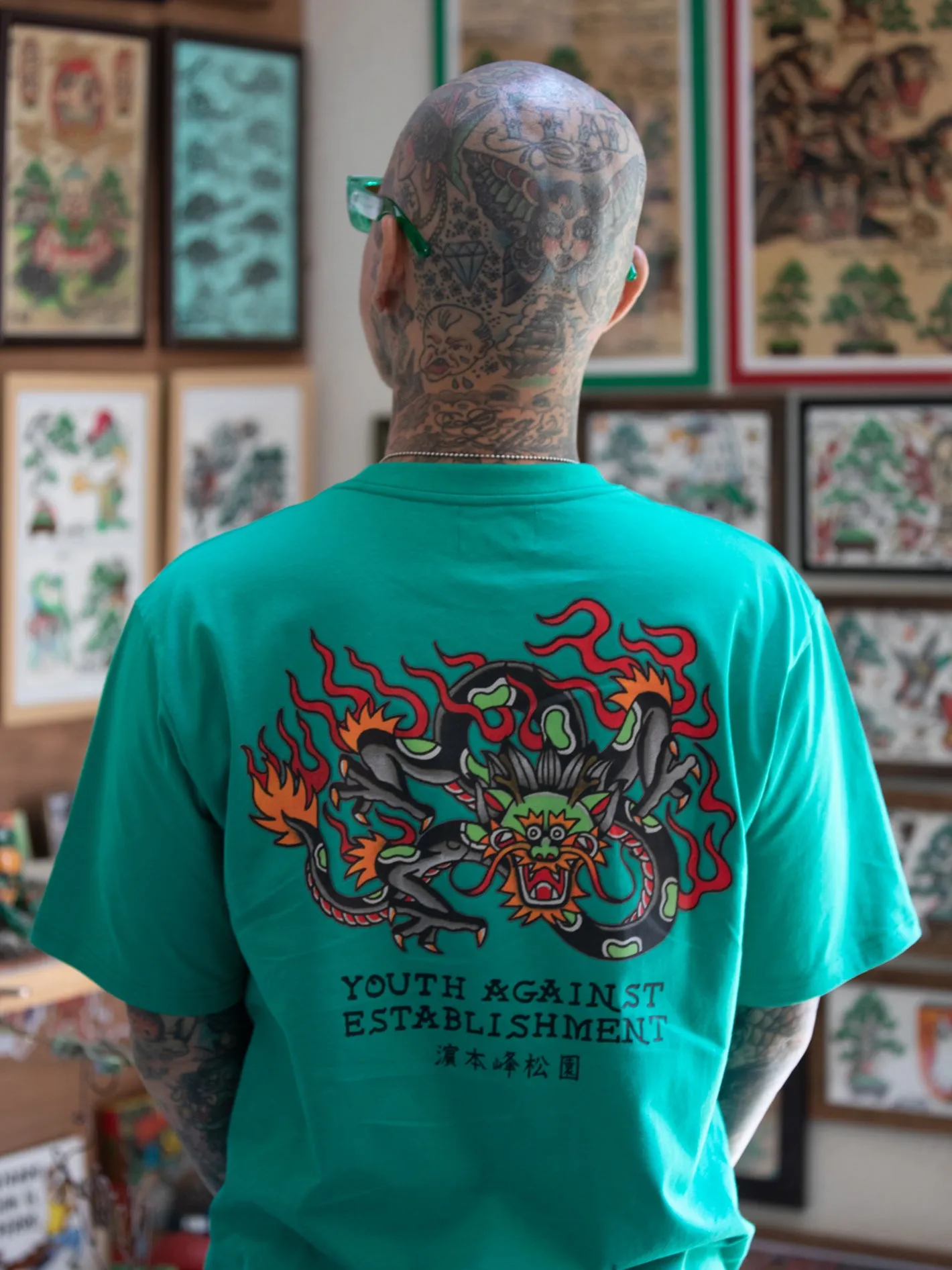 Tokyo True Featured Artist Yusuke Piper Short Sleeve Tee - Emerald Green sold by Volcom product image thumbnail 2