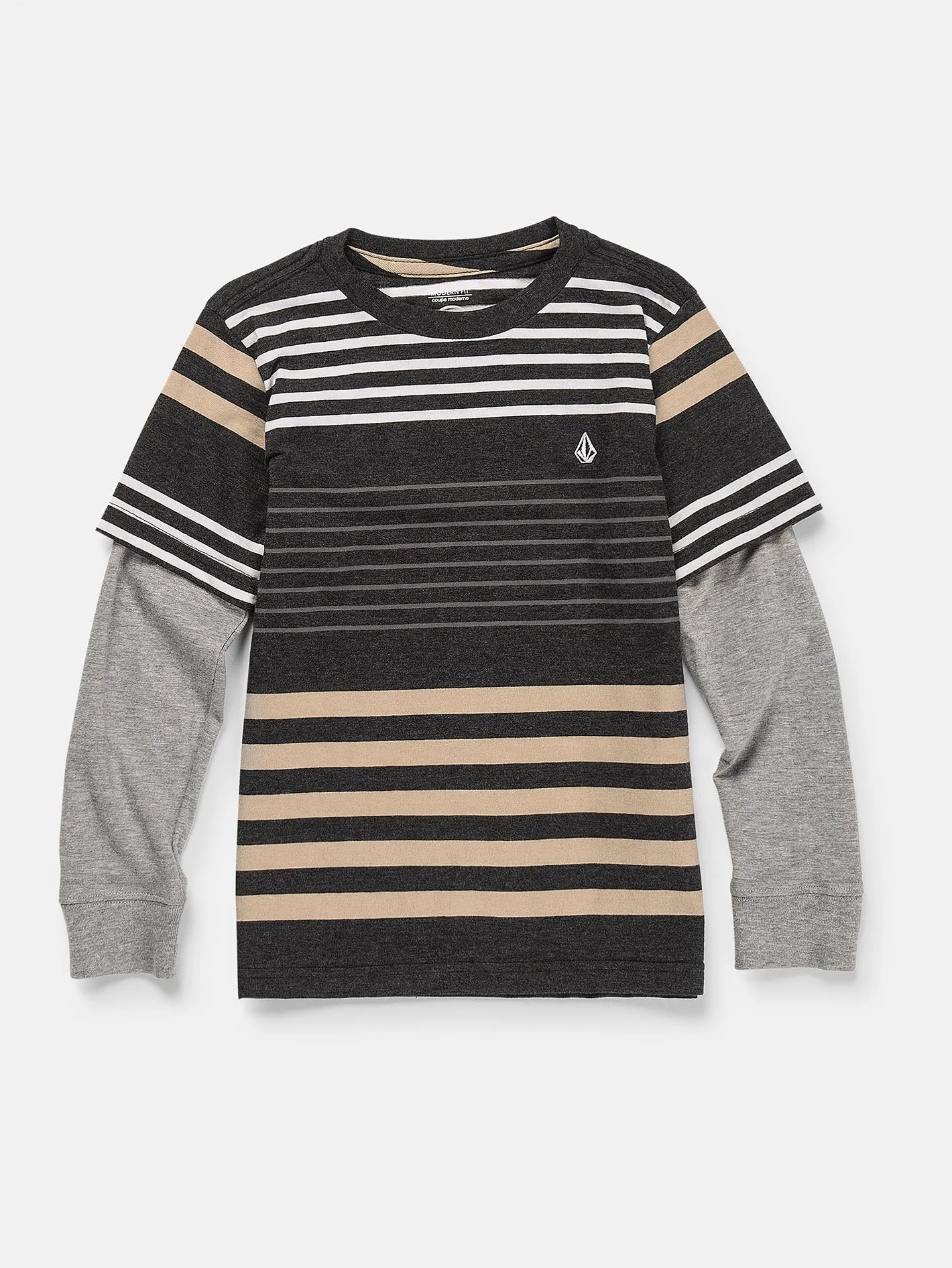 Little Boys Beam Stone Twofer Long Sleeve Shirt - Dark Black Heather sold by Volcom