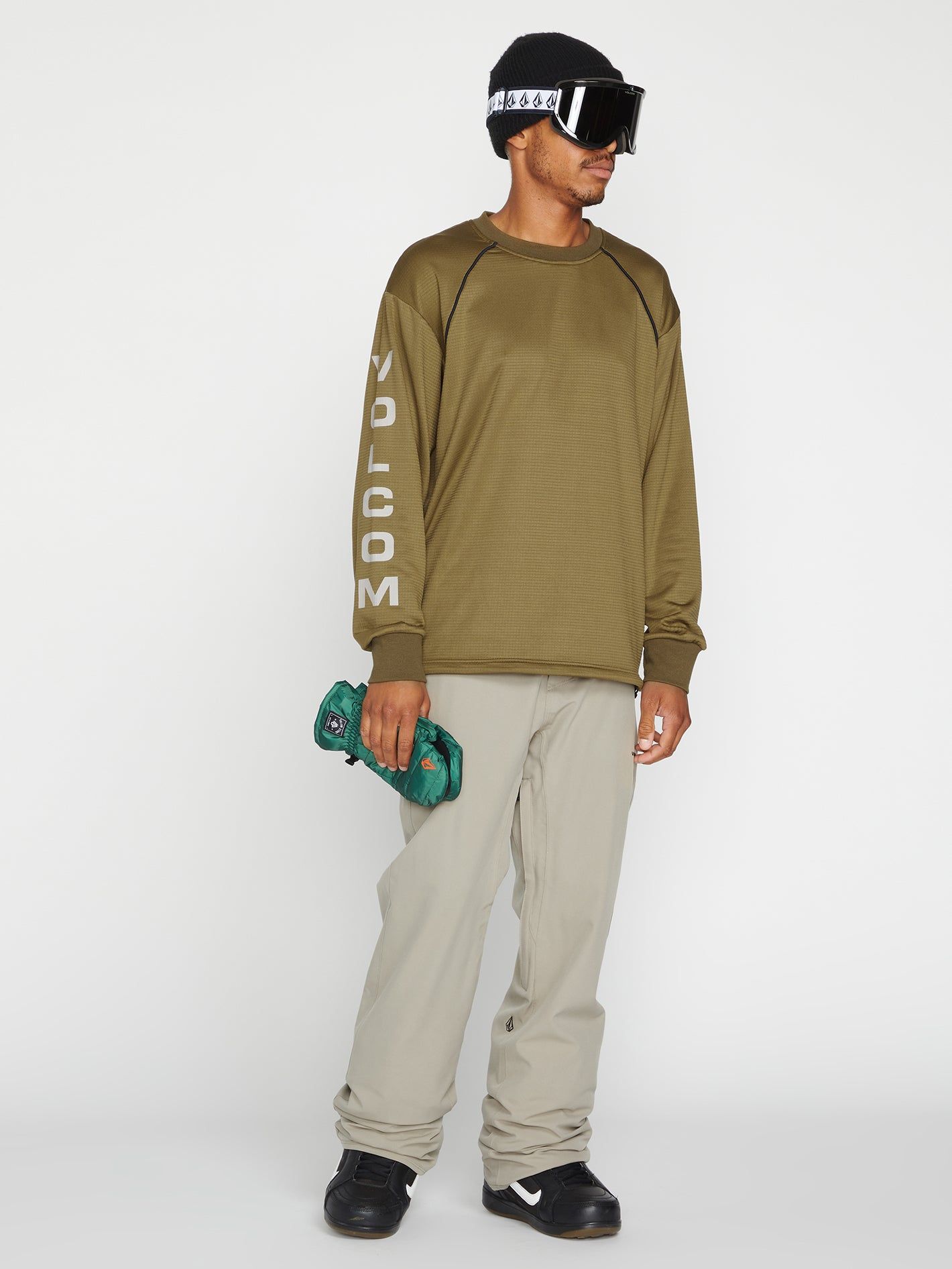 Mens Waffle Backed Crew Fleece - Dark Teak (2022) sold by Volcom