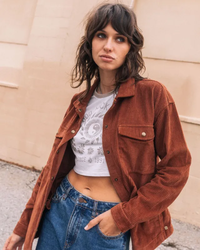 Power Chord Shacket - Chestnut Brown sold by Volcom