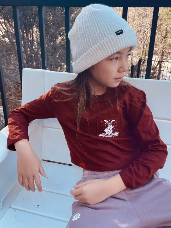 Girls Pocket Dial Long Sleeve Tee - Burgundy sold by Volcom