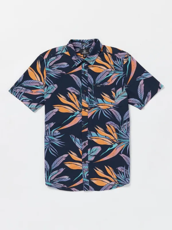 Indospray Floral Woven Short Sleeve Shirt - Navy sold by Volcom