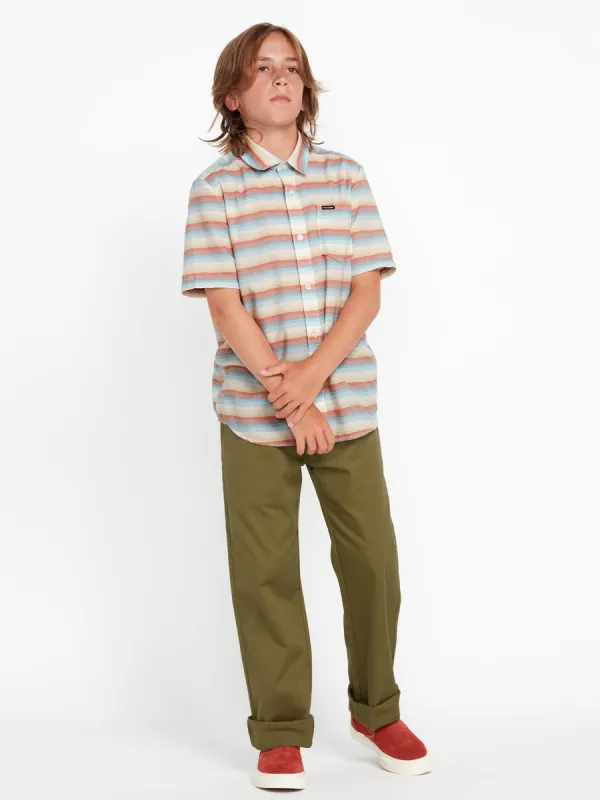 Big Boys Veecee Stripe Short Sleeve Shirt - Whitecap Grey sold by Volcom