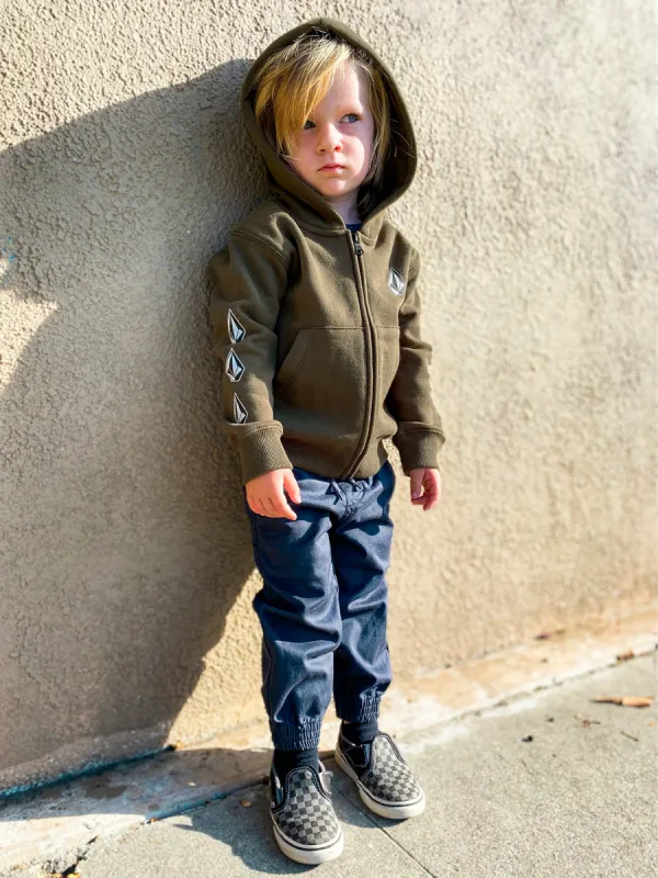 Little Boys Iconic Stone Zip Hoodie - Military sold by Volcom