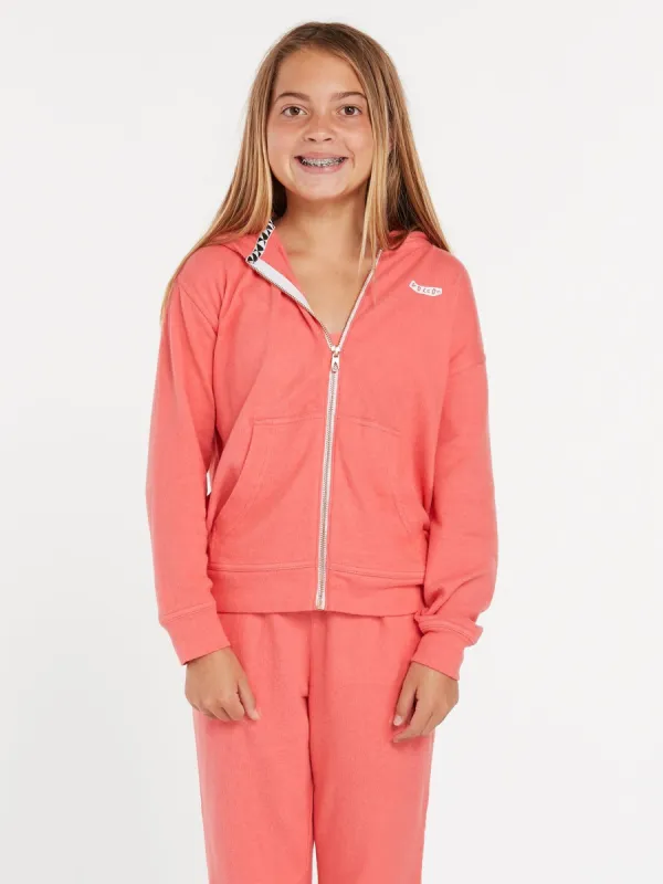 Girls Lived In Lounge Zip Sweatshirt - Electric Coral sold by Volcom