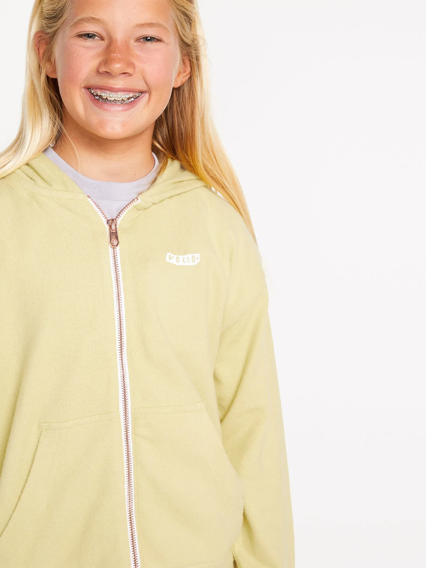 Girls Lived in Lounge Zip Fleece Jacket - Citron sold by Volcom product image thumbnail 3