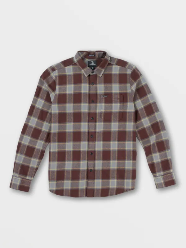 Caden Plaid Long Sleeve Flannel - Mahogany sold by Volcom