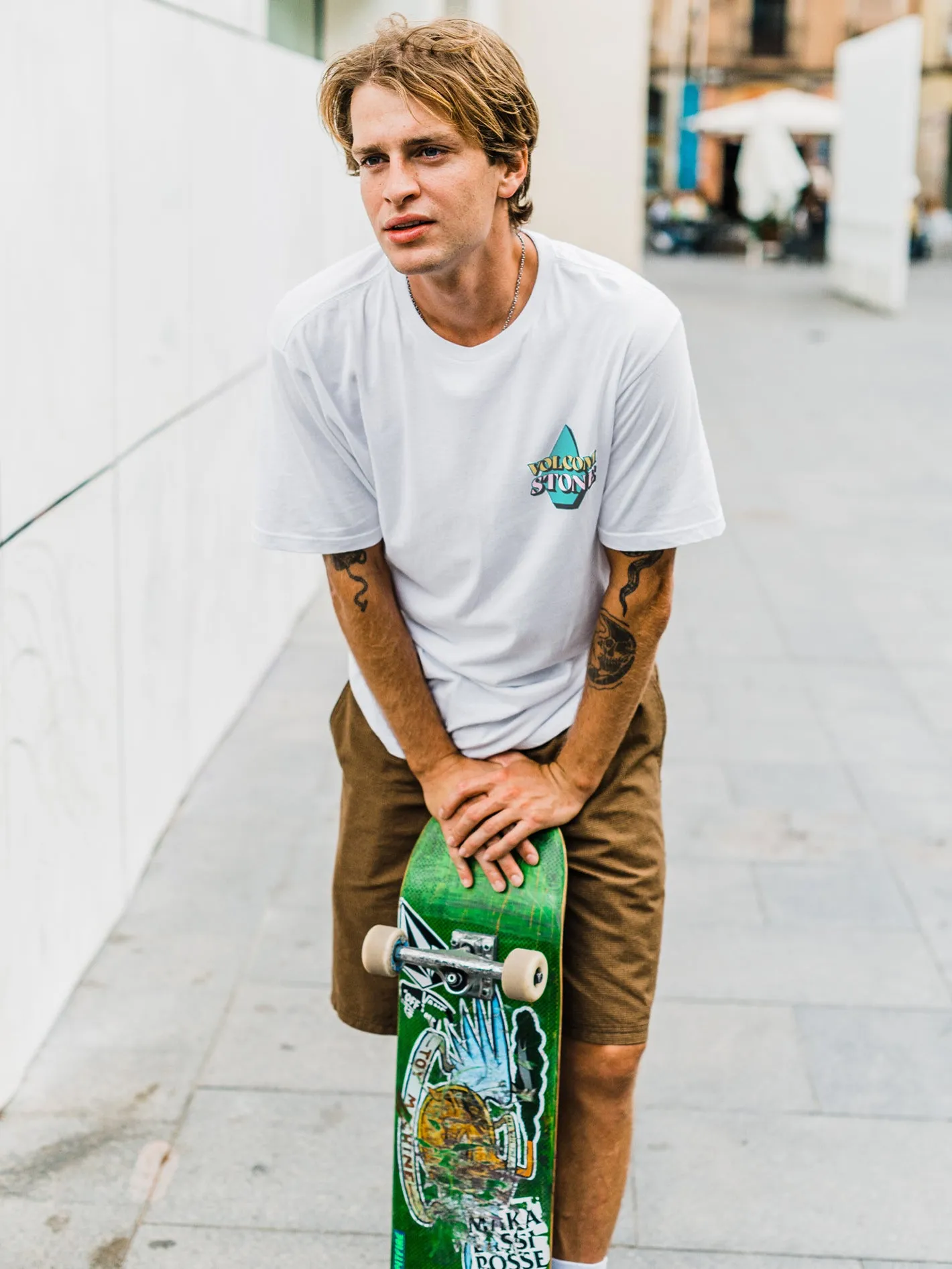 Stript Short Sleeve Tee - White sold by Volcom