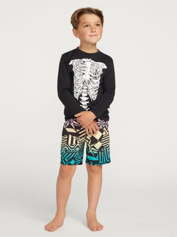 Little Boys Skeleton Long Sleeve Rashguard - Black sold by Volcom