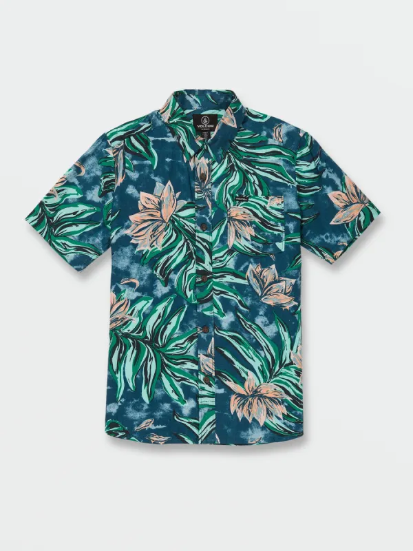 Big Boys Marble Floral Short Shirt Shirt - Aged Indigo sold by Volcom