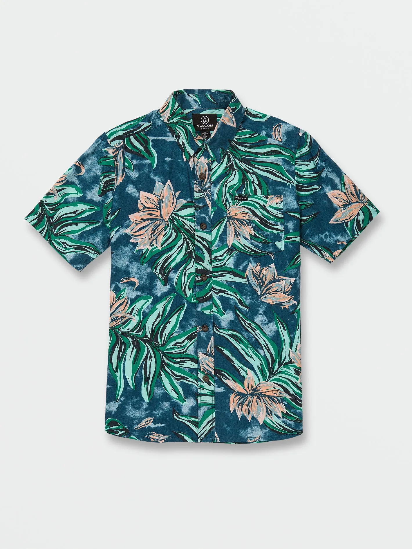 Big Boys Marble Floral Short Shirt Shirt - Aged Indigo sold by Volcom