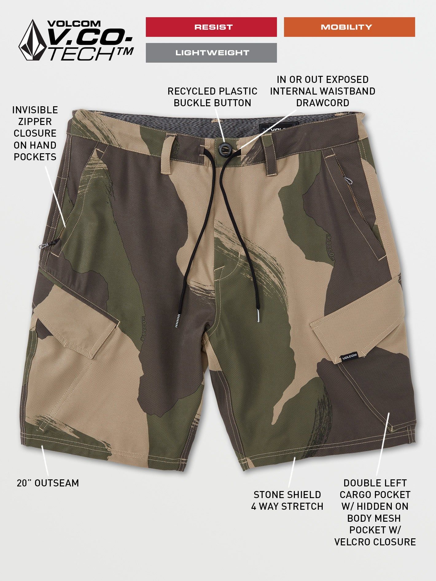 Country Days Hybrid Shorts - Camouflage sold by Volcom product image thumbnail 3