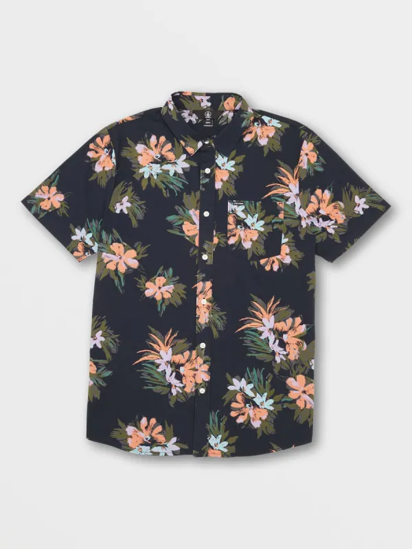 Warbler Short Sleeve Shirt - Black Floral Print sold by Volcom