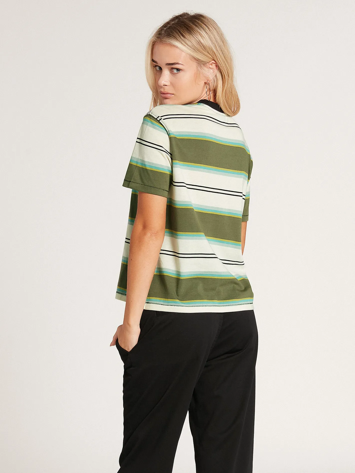 Choice Is Yours Striped Short Sleeve Tee - Army Green Combo sold by Volcom product image thumbnail 2
