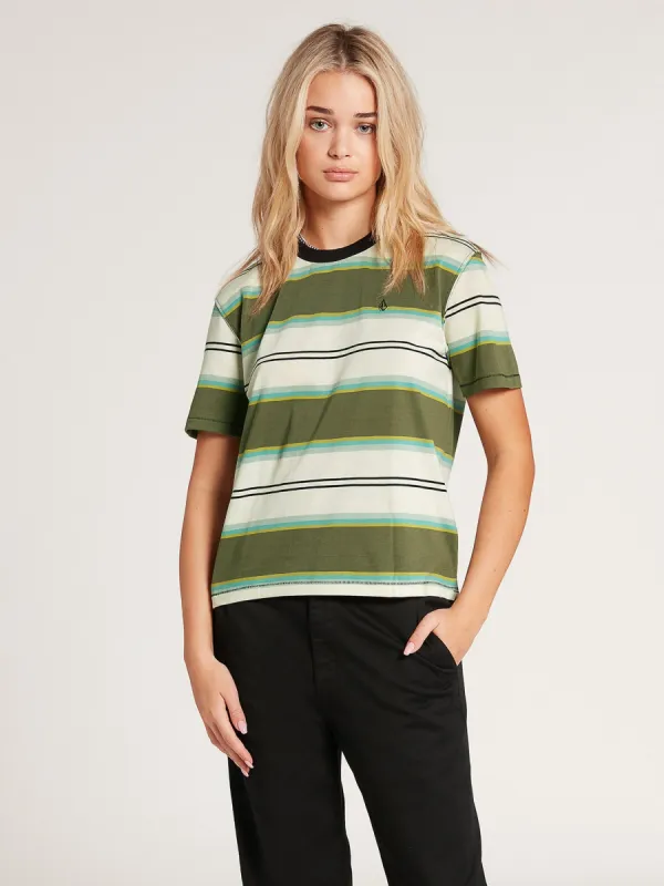 Choice Is Yours Striped Short Sleeve Tee - Army Green Combo sold by Volcom
