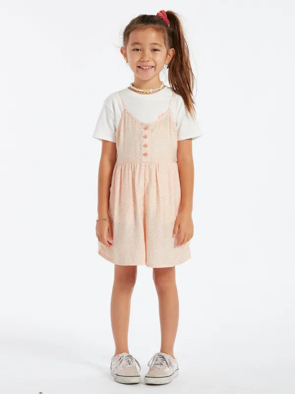 Girls Static Bloom Romper - Hazey Pink made by Volcom