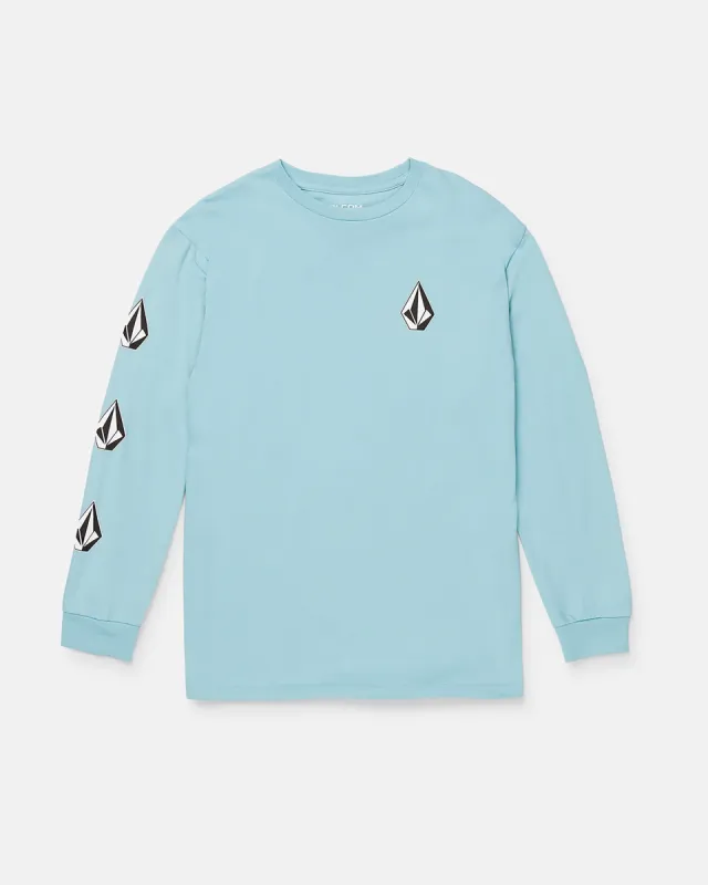 Little Boys Iconic Stone Long Sleeve Tee - Sea Blue sold by Volcom