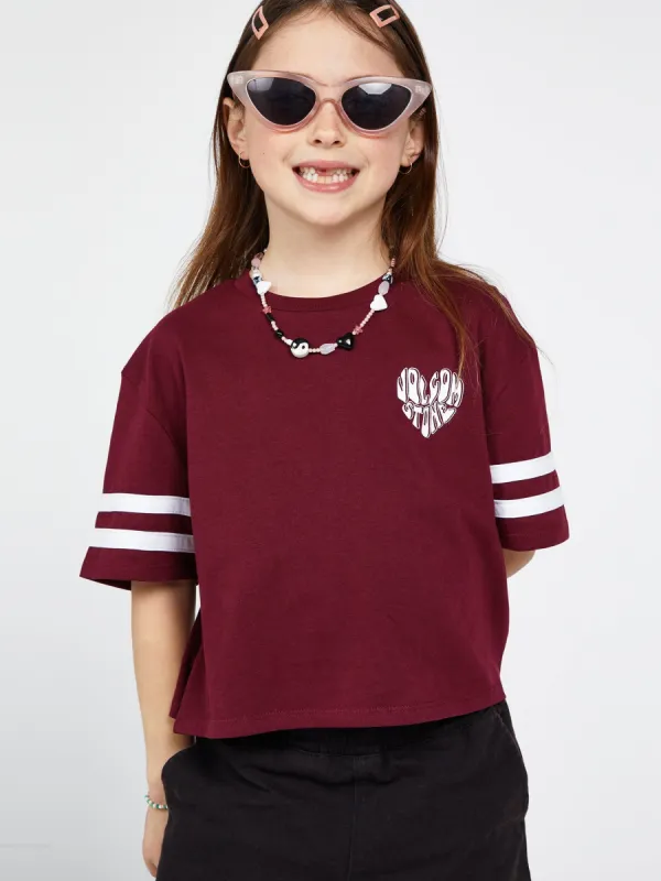 Girls Truly Stoked Short Sleeve Tee - Burgundy sold by Volcom