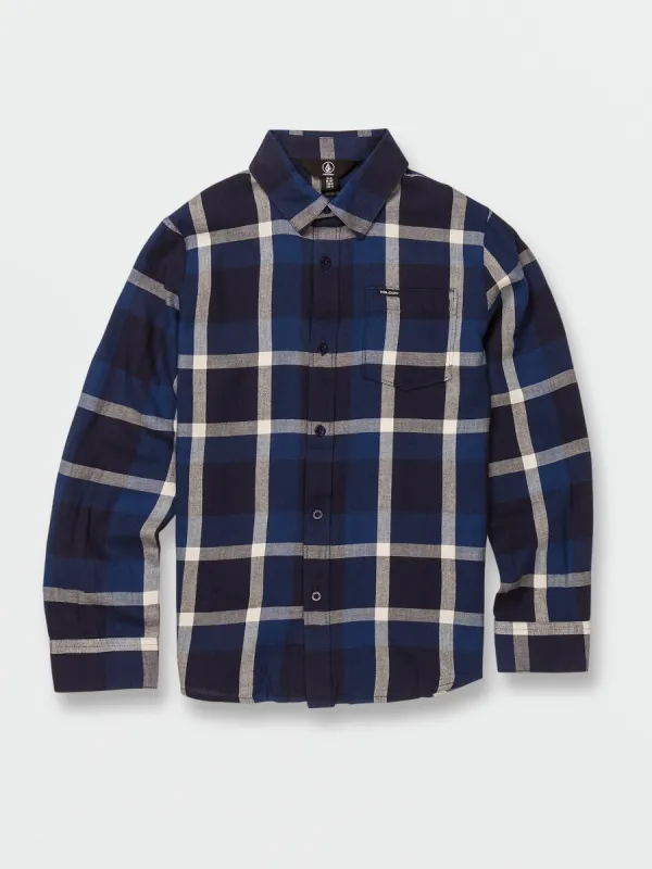 Big Boys Curwin Long Sleeve Flannel - Navy sold by Volcom