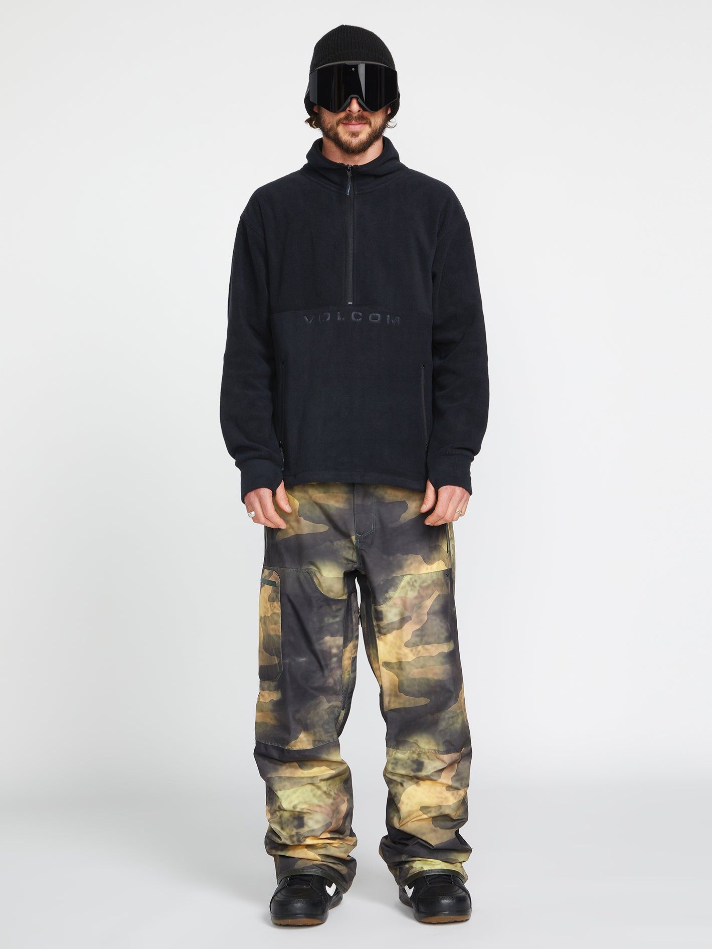 Mens V-Science Fleece Pullover 1/2 Zip - Black (2022) sold by Volcom