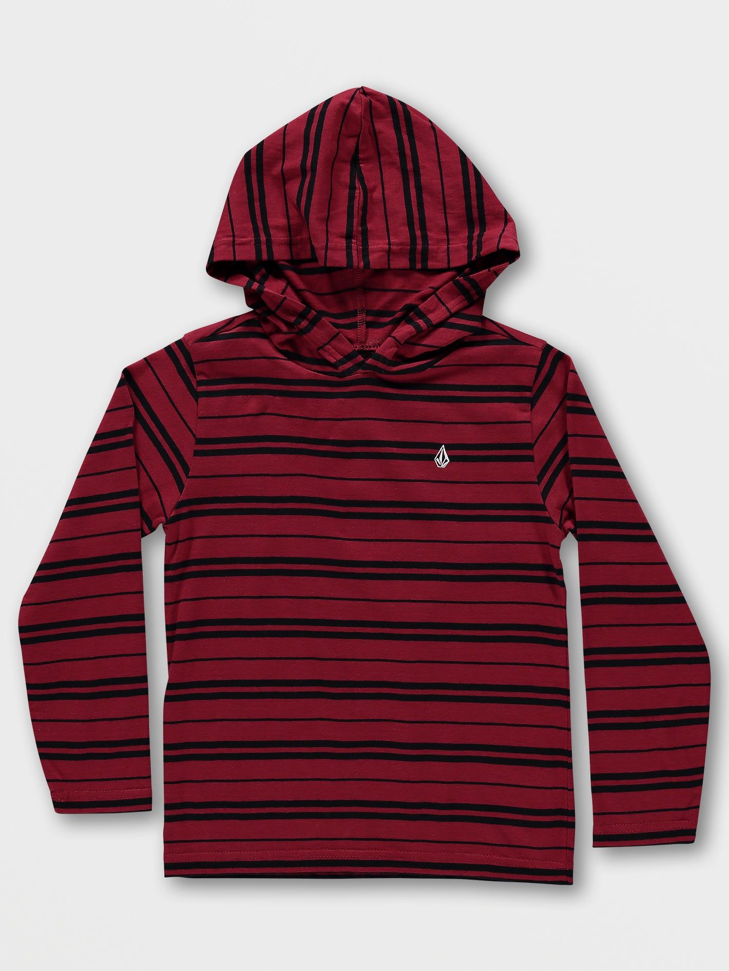 Little Boys Parables Striped Hooded Shirt - Rio Red sold by Volcom