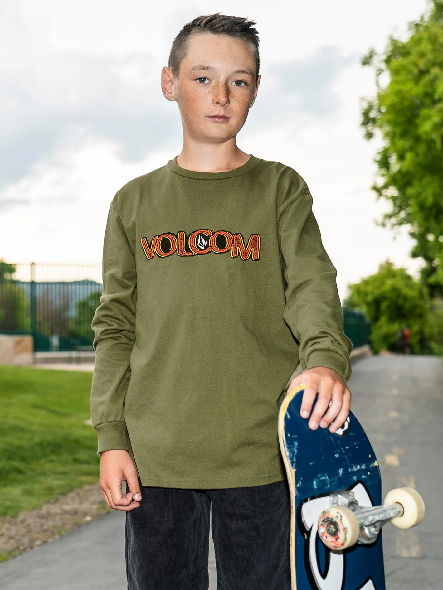 Big Boys Squable Long Sleeve Tee - Military sold by Volcom