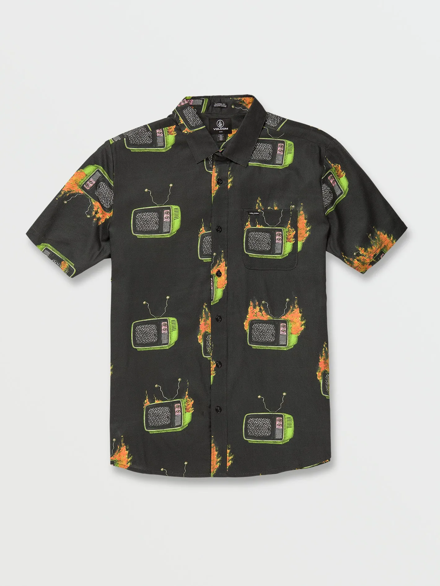 Featured Artist Justin Hager Woven Short Sleeve Shirt - Black sold by Volcom