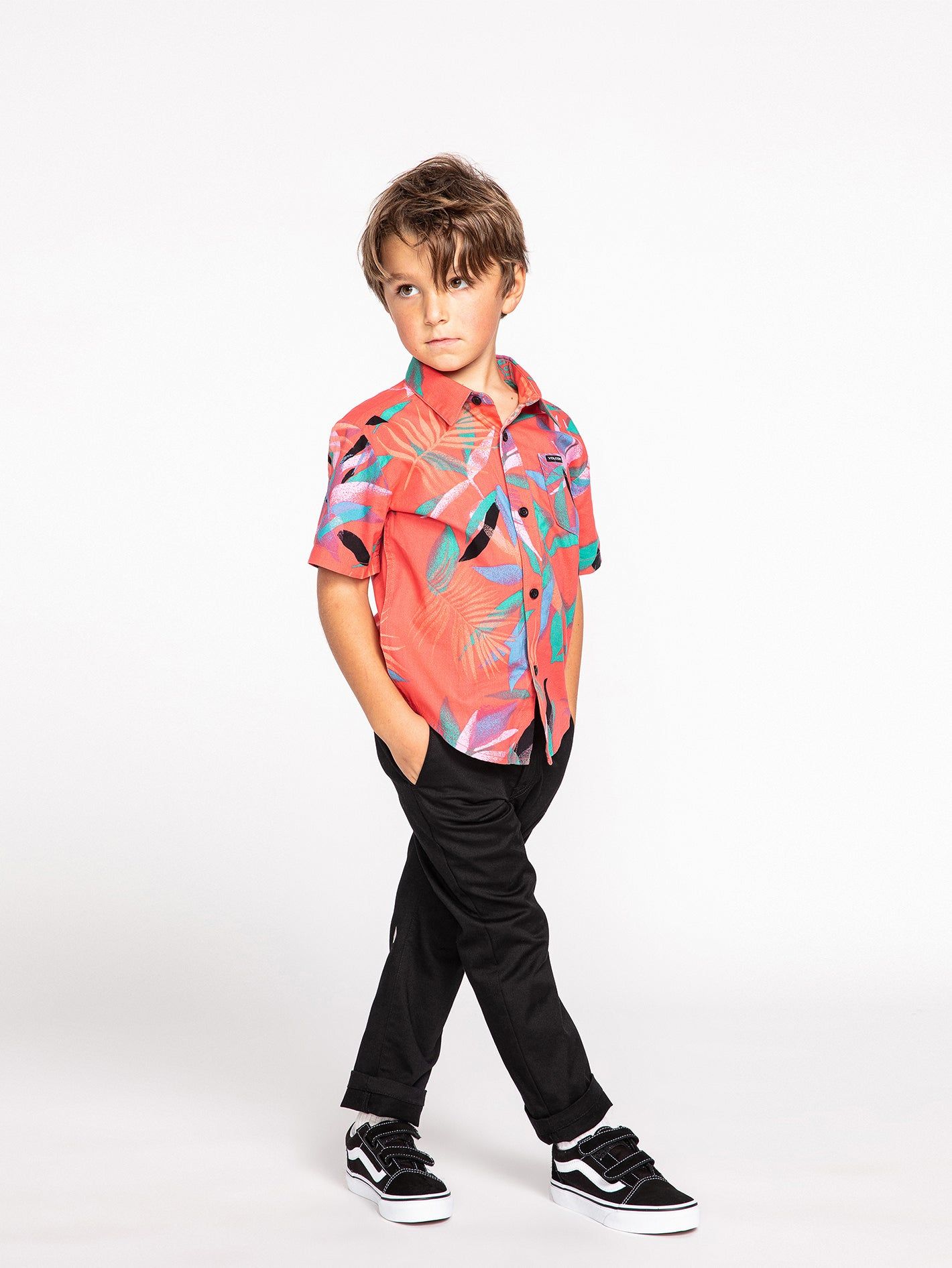 Little Boys Leaf Spray Short Sleeve Shirt - Lava Rock Red sold by Volcom product image thumbnail 4