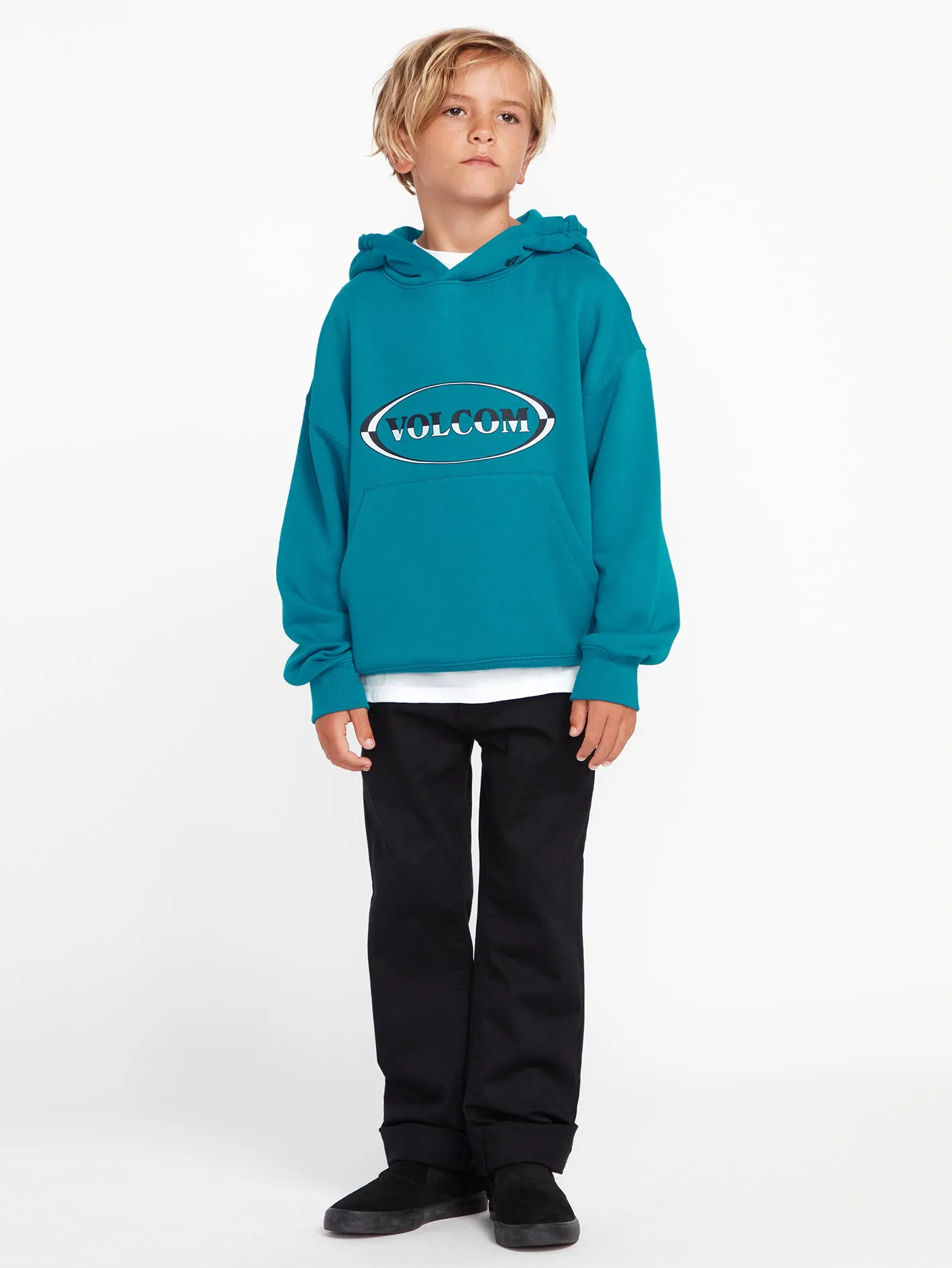 Little Boys Strike Hood Pullover Sweatshirt - Ocean Teal sold by Volcom